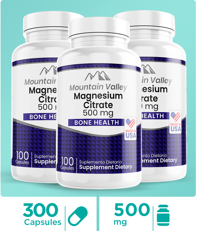 CITRATO DE MAGNESIO | 500 MG | 300 CAPSULES | MOUNTAIN VALLEY