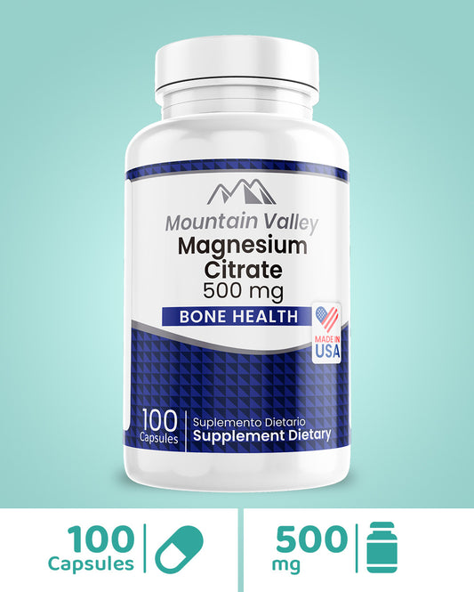 MAGNESIUM CITRATE | 500MG | 100 CAPSULES | MOUNTAIN VALLEY