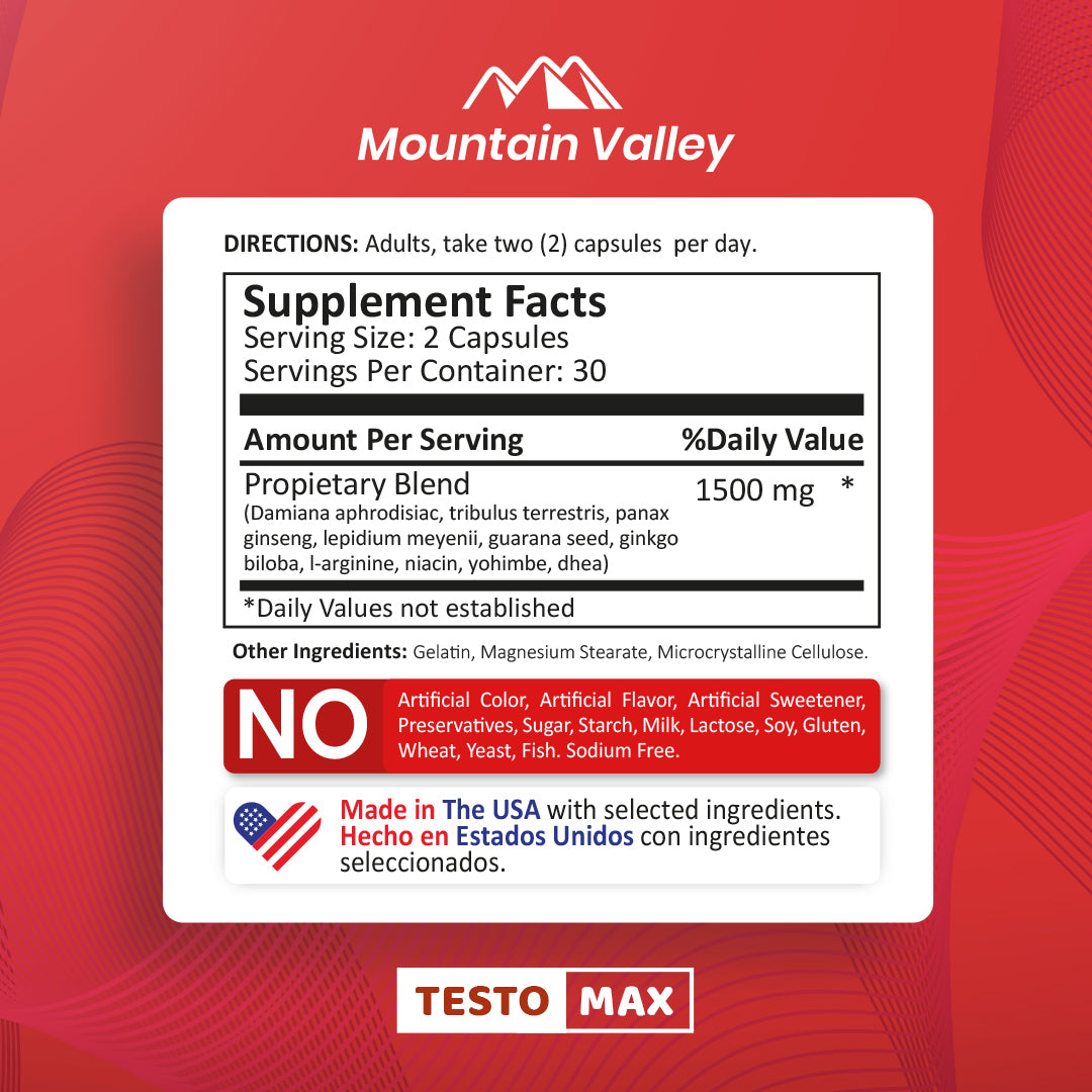 TEST MAX | 60 CAPSULES | MOUNTAIN VALLEY