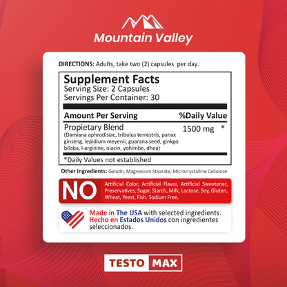 TEST MAX | 60 CAPSULES | MOUNTAIN VALLEY