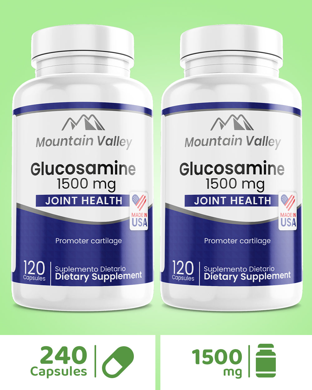 GLUCOSAMINA | 1.500 MG | 240 CAPSULAS | MOUNTAIN VALLEY